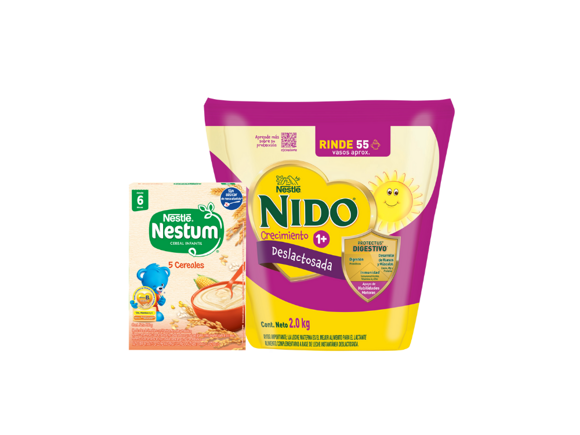 Pack NIDO 1+ Deslactosada Bolsa 2kg + Cereal Infantil NESTUM 5 Cereales