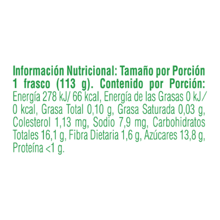 Colado Gerber Orgánico de Manzana Información Nutricional